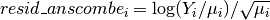 resid\_anscombe_i = \log(Y_i / \mu_i) / \sqrt{\mu_i}