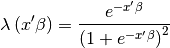 \lambda\left(x^{\prime}\beta\right)=\frac{e^{-x^{\prime}\beta}}{\left(1+e^{-x^{\prime}\beta}\right)^{2}}