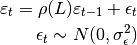 \varepsilon_t = \rho(L) \varepsilon_{t-1} + \epsilon_t \\
\epsilon_t \sim N(0, \sigma_\epsilon^2)