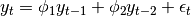 y_t = \phi_1 y_{t-1} + \phi_2 y_{t-2} + \epsilon_t